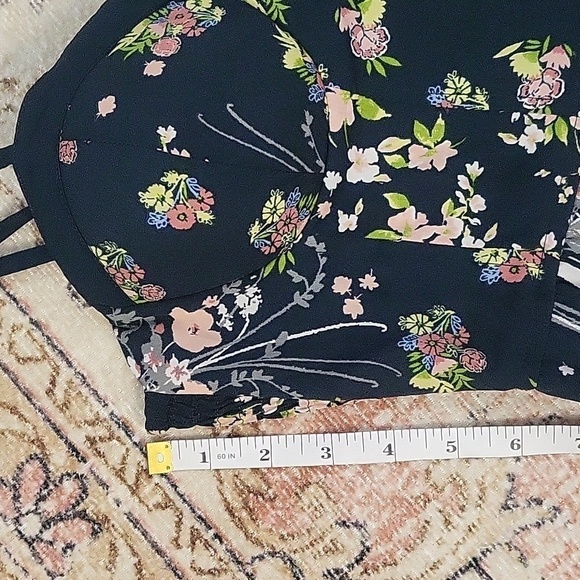 Band of Gypsies Smocked Back Corset Bra Top Floral Jumper with Pockets Size S - Picture 5 of 14